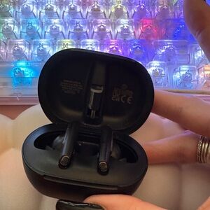 Poly wireless black headphones with charging case